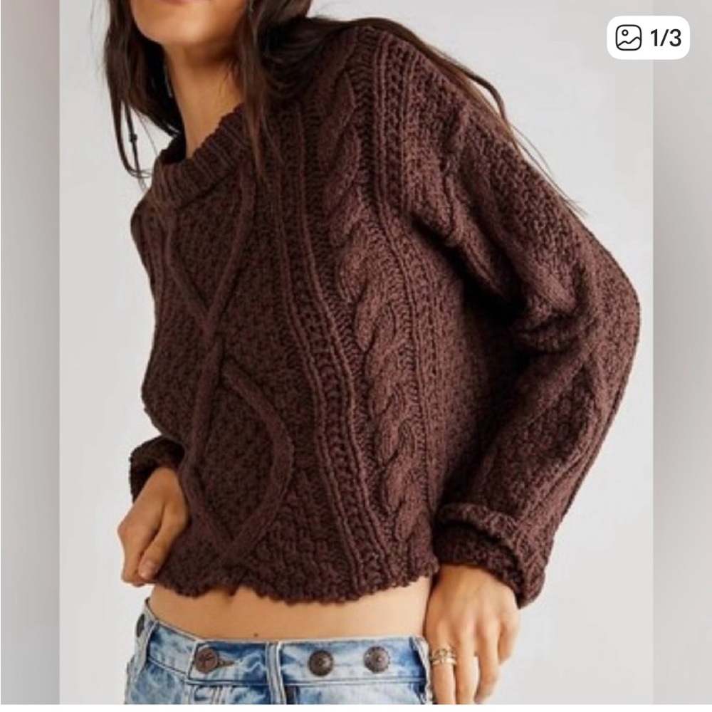 FREE PEOPLE- Chunky sweater- chocolate brown-